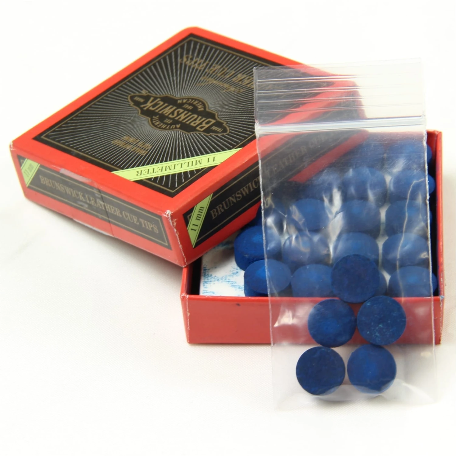Brunswick 5 X 11mm Leather Blue Diamond Snooker Pool Cue Tips - Free Sandpaper 3 Brunswick 5 X 11mm Leather Blue Diamond Snooker Pool Cue Tips - Free Sandpaper