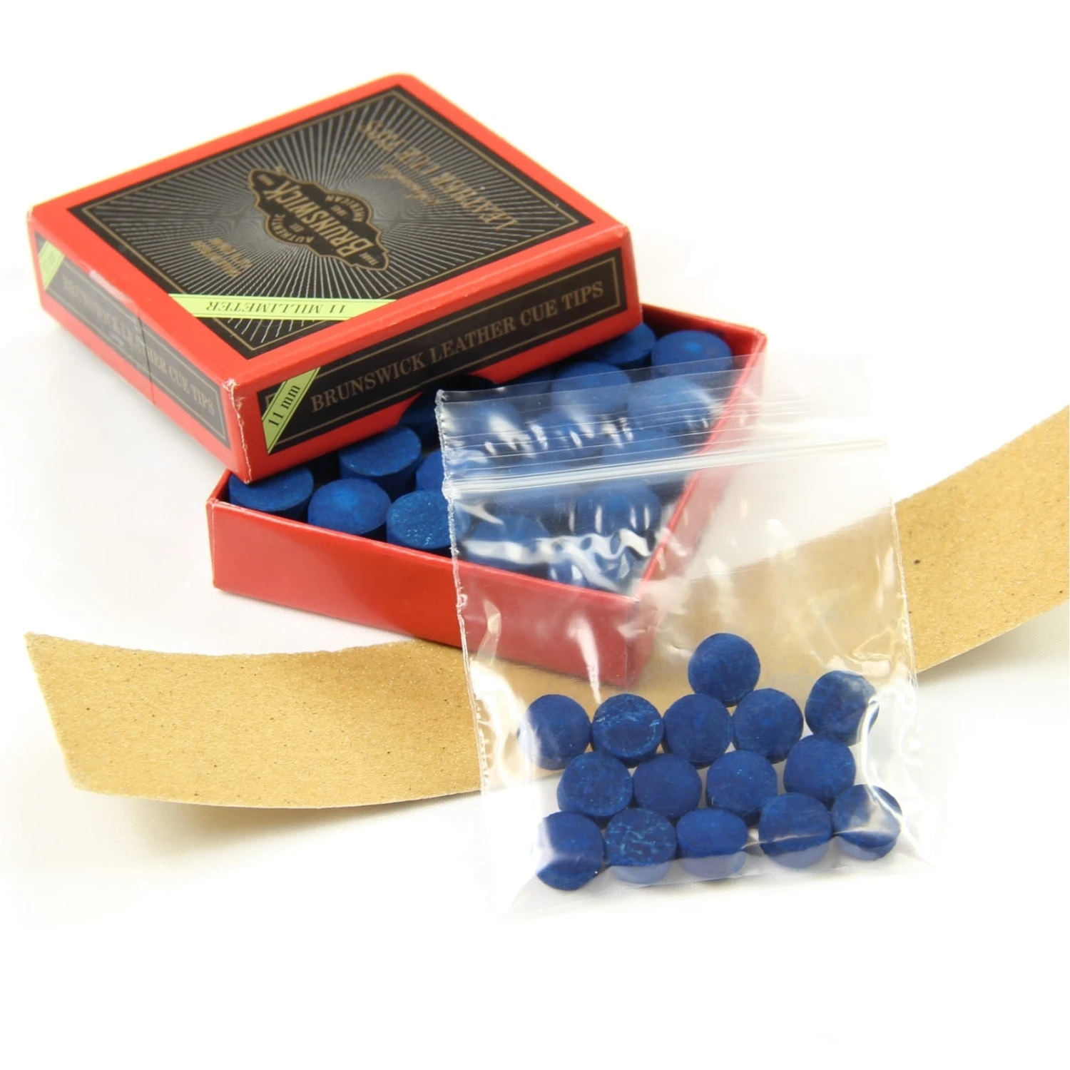 Brunswick 15 X 11mm Leather Blue Diamond Snooker Pool Cue Tips - Free Sandpaper 3 Brunswick 15 X 11mm Leather Blue Diamond Snooker Pool Cue Tips - Free Sandpaper