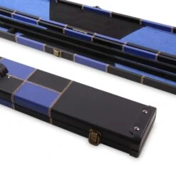 Cue & Case Deluxe 2 Piece 3 SLOT CHEQUERED Snooker Pool Cue Case With Plastic Ends