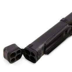 Cue + Case Funky Chalk ALL BLACK Leather Patch Effect SQUARE 2 Piece Snooker Pool Cue Case - Holds 2 Centre Jointed Cues