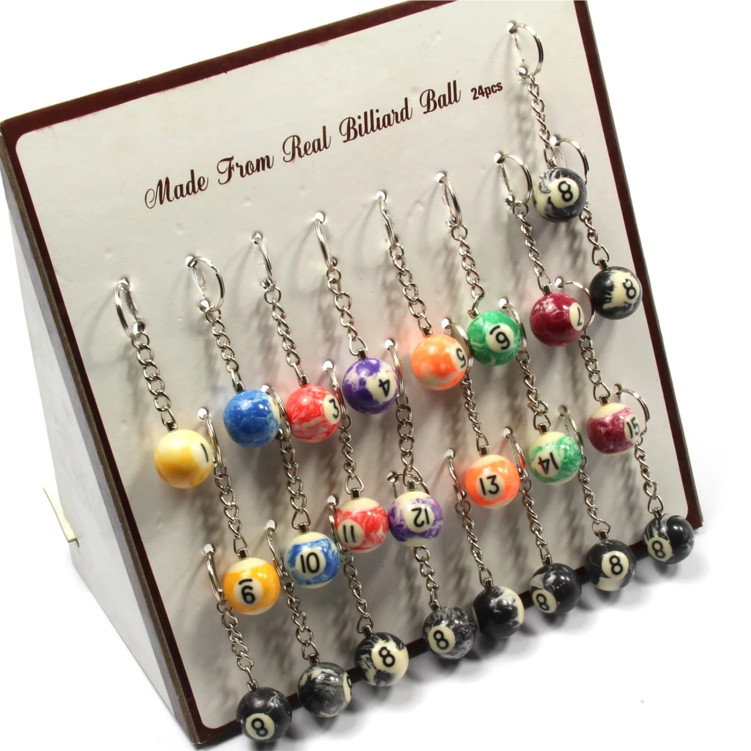 Cue & Case Marbleized Miniature Pool Ball Key Ring - 2.5cm 3 Cue & Case Marbleized Miniature Pool Ball Key Ring - 2.5cm
