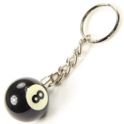 Cue & Case Miniature 2.5cm Lucky 8 Ball Pool Ball Keyring, Keyfob