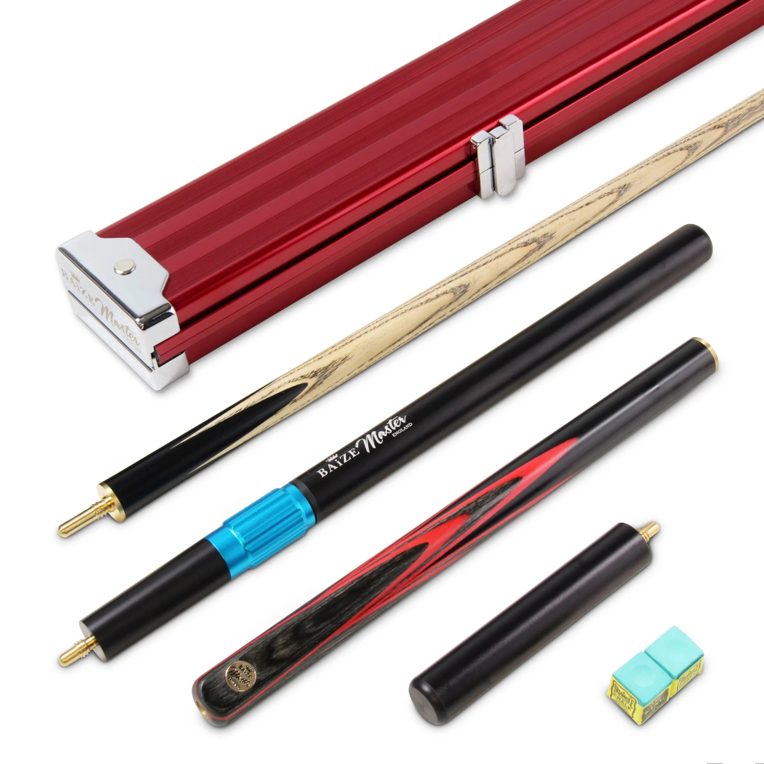 Cue + Case Baize Master G14 RED EMPEROR 3/4 Cue Set 9.5mm Tip With Baize Master 3/4 Red Pro-Line Case, Long Telescopic Extension, Mini Butt And 2 Chalks 3 Cue + Case Baize Master G14 RED EMPEROR 3/4 Cue Set 9.5mm Tip With Baize Master 3/4 Red Pro-Line Case, Long Telescopic Extension, Mini Butt And 2 Chalks