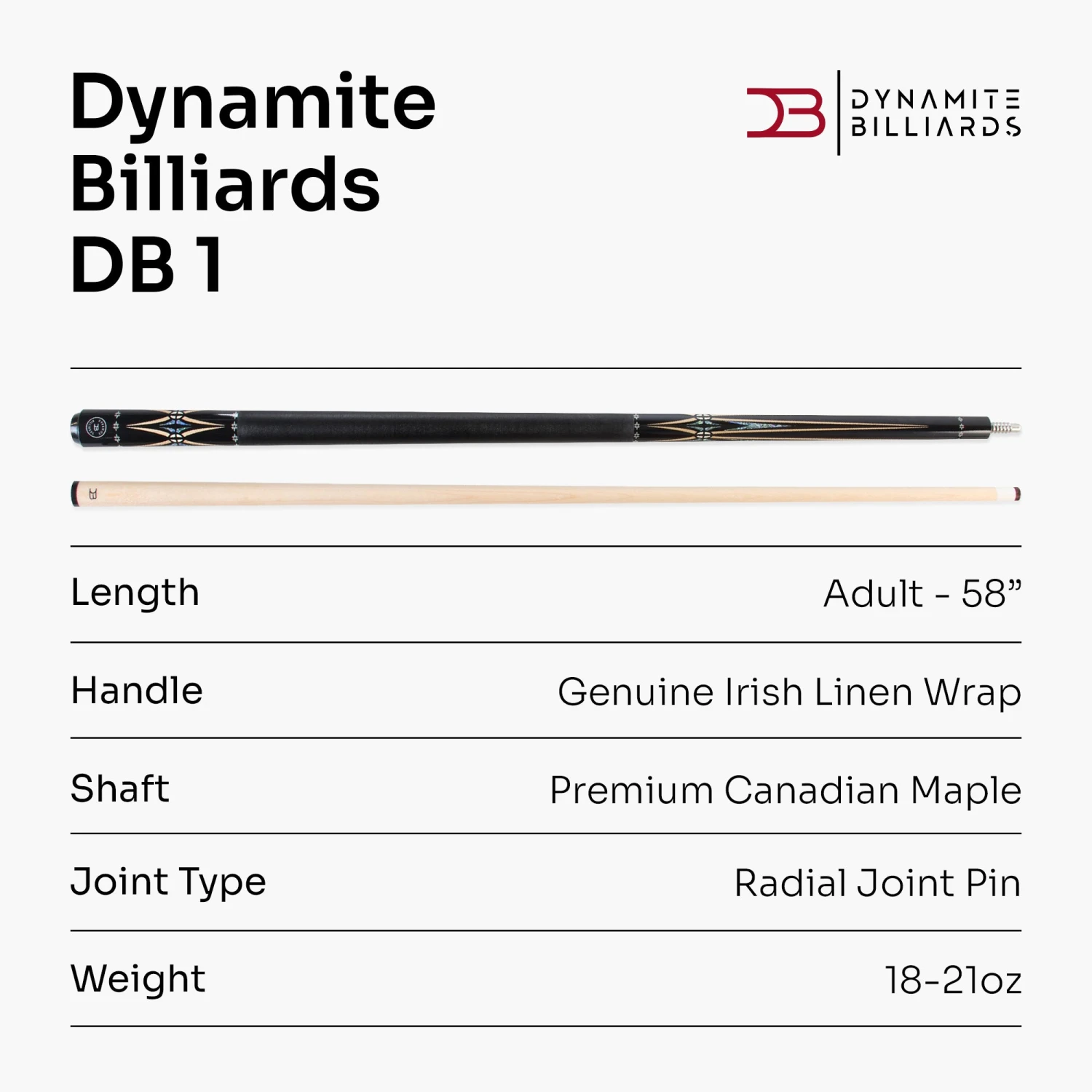 Cue + Case Dynamite Billiards DB1 American Maple Pool Cue – 12.5mm Tip – Designed By Darren Appleton 10 Cue + Case Dynamite Billiards DB1 American Maple Pool Cue – 12.5mm Tip – Designed By Darren Appleton - Image 8