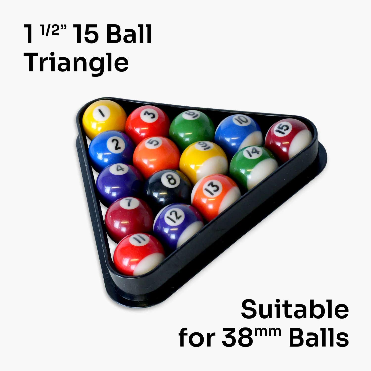 Cue & Case 1 1/2" (38mm) 15 Ball Black Plastic Snooker & Pool Triangle For 38mm Balls 4 Cue & Case 1 1/2" (38mm) 15 Ball Black Plastic Snooker & Pool Triangle For 38mm Balls - Image 2