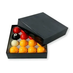 Cue + Case PREMIUM GRADE 2" Inch (50.8mm) Reds And Yellows English Pool Balls + 1 7/8 Inch Cue Ball - Perfect For Home Tables And Coin-operated Tables