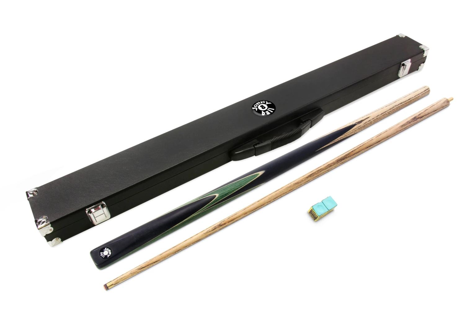Jonny 8 Ball Jonny 8 Ball 2 Piece GREEN SNIPER Pool Cue And Case Set With Jonny 8 Ball Black Reinforced Case + 2 Chalks 4 Jonny 8 Ball Jonny 8 Ball 2 Piece GREEN SNIPER Pool Cue And Case Set With Jonny 8 Ball Black Reinforced Case + 2 Chalks - Image 2