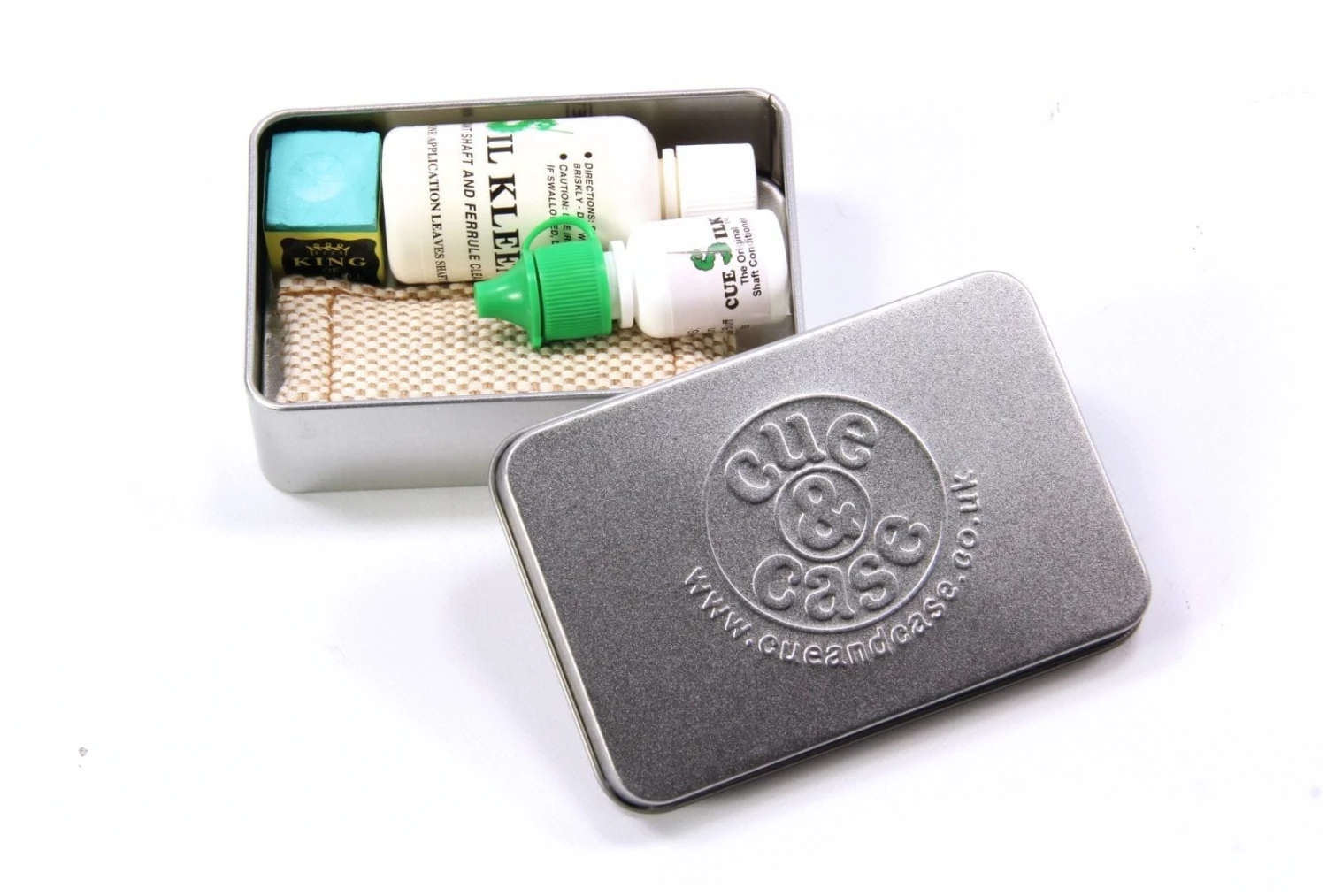 Cue Silk SIL KLEEN & CUE SILK Cleaner & Polish Deluxe GIFT TIN With Shaft Slicker & Chalk 4 Cue Silk SIL KLEEN & CUE SILK Cleaner & Polish Deluxe GIFT TIN With Shaft Slicker & Chalk - Image 2