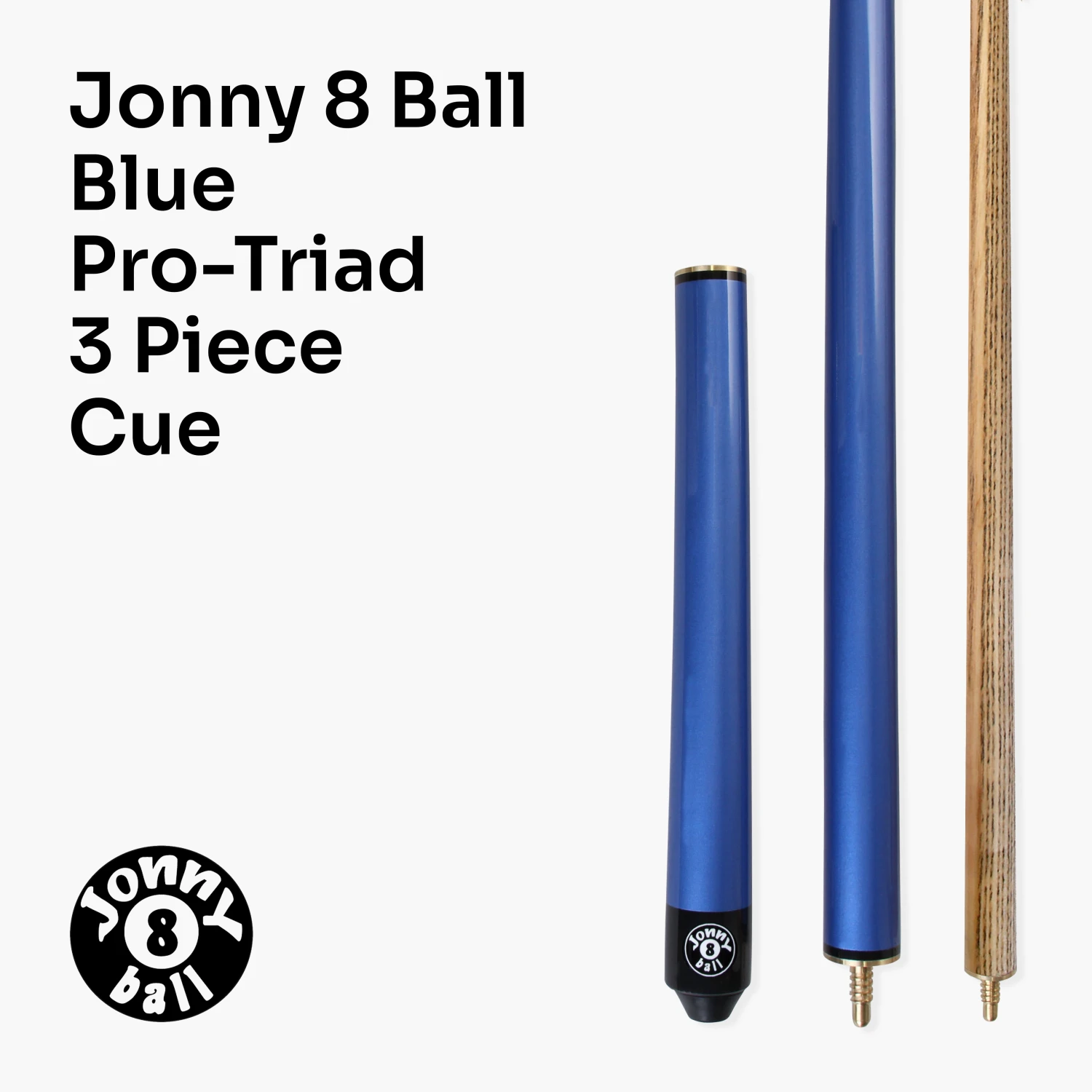 Jonny 8 Ball Jonny 8 Ball 52" BLUE PRO-TRIAD 3 Section Pool Cue - 8mm Elk Master Tip 4 Jonny 8 Ball Jonny 8 Ball 52" BLUE PRO-TRIAD 3 Section Pool Cue - 8mm Elk Master Tip - Image 2