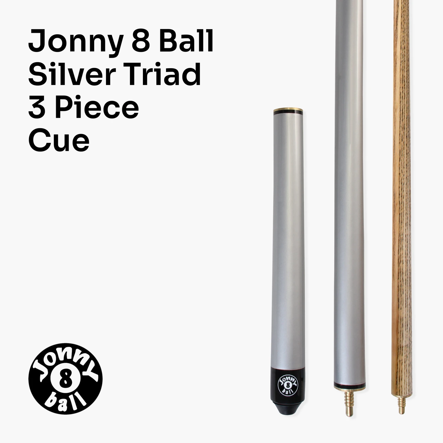 Jonny 8 Ball Jonny 8 Ball 57 Inch SILVER TRIAD 3 Section Ash Pool Snooker Cue & SOFT CASE 5 Jonny 8 Ball Jonny 8 Ball 57 Inch SILVER TRIAD 3 Section Ash Pool Snooker Cue & SOFT CASE - Image 3