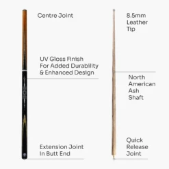 Jonny 8 Ball Jonny 8 Ball BLACK SUN 57 Inch 2 Piece Centre Joint Ash English Pool Cue With 8.5mm Tip -Slok Billiards Equipment Store 4 1f07a26c c025 424e 8f0d 9e29d5f50743