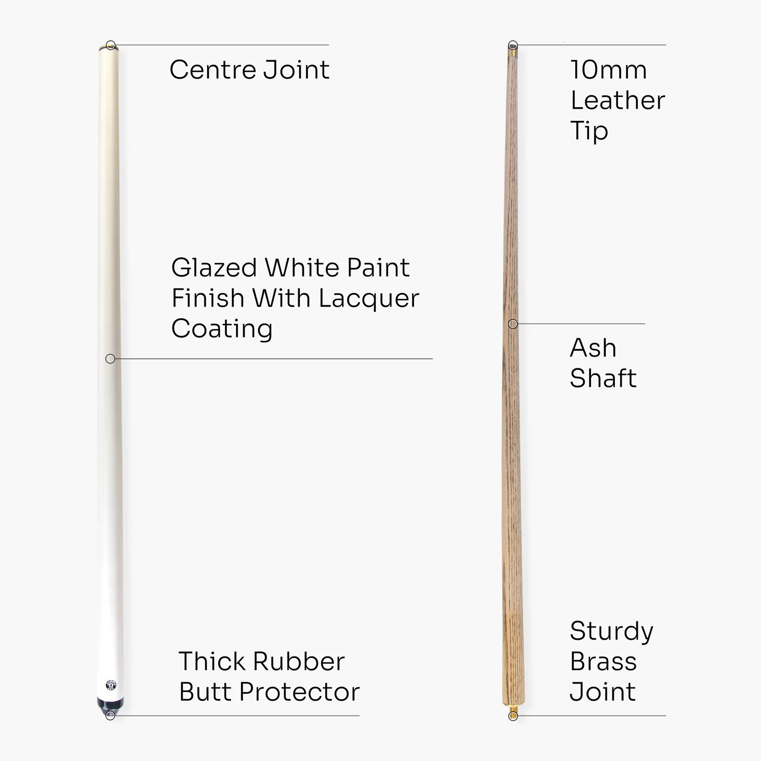 Jonny 8 Ball Jonny 8 Ball 42 Inch WHITE JET JUNIOR 2 Pc Ash Pool Snooker Cue - 10mm Tip 6 Jonny 8 Ball Jonny 8 Ball 42 Inch WHITE JET JUNIOR 2 Pc Ash Pool Snooker Cue - 10mm Tip - Image 4