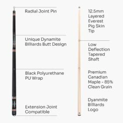Baize Master Dynamite Billiards DB4 American Maple Pool Cue – 12.5mm Tip – Designed By Darren Appleton -Slok Billiards Equipment Store 4 5 39c99c26 3b8b 49f3 a5bf cb28d91b4a8f
