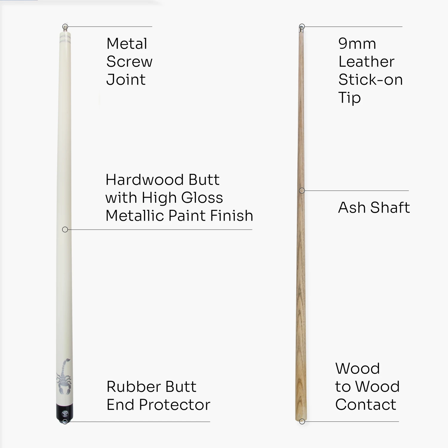 Jonny 8 Ball Jonny 8 Ball SCORPION 57 Inch 2 Piece Ash Snooker Pool Cue 9mm Tip 6 Jonny 8 Ball Jonny 8 Ball SCORPION 57 Inch 2 Piece Ash Snooker Pool Cue 9mm Tip - Image 4