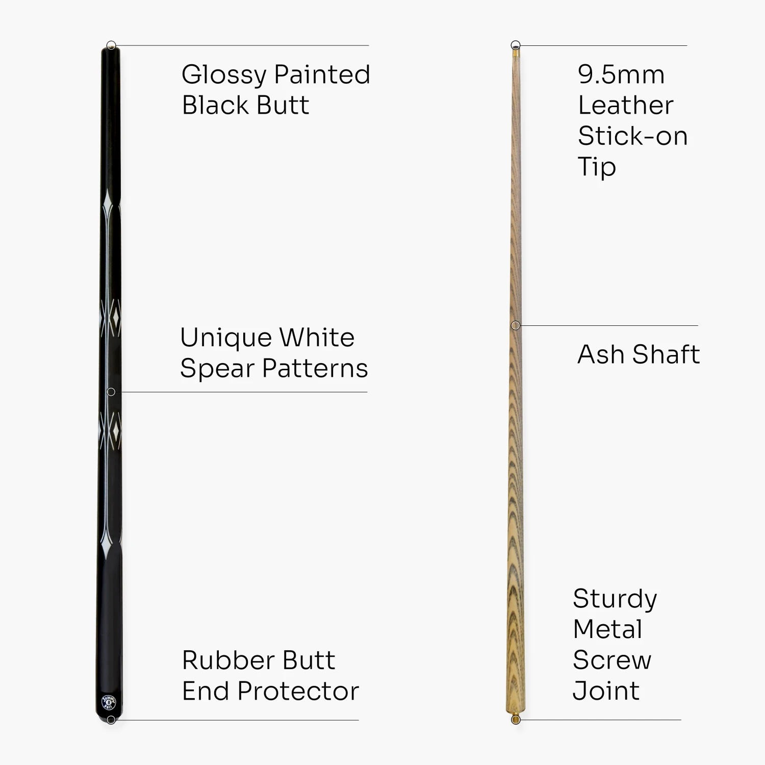 Jonny 8 Ball Jonny 8 Ball WHITE SPEAR 57 Inch 2 Piece Snooker Pool Cue And Case Set With 9.5mm Tip 13 Jonny 8 Ball Jonny 8 Ball WHITE SPEAR 57 Inch 2 Piece Snooker Pool Cue And Case Set With 9.5mm Tip - Image 11