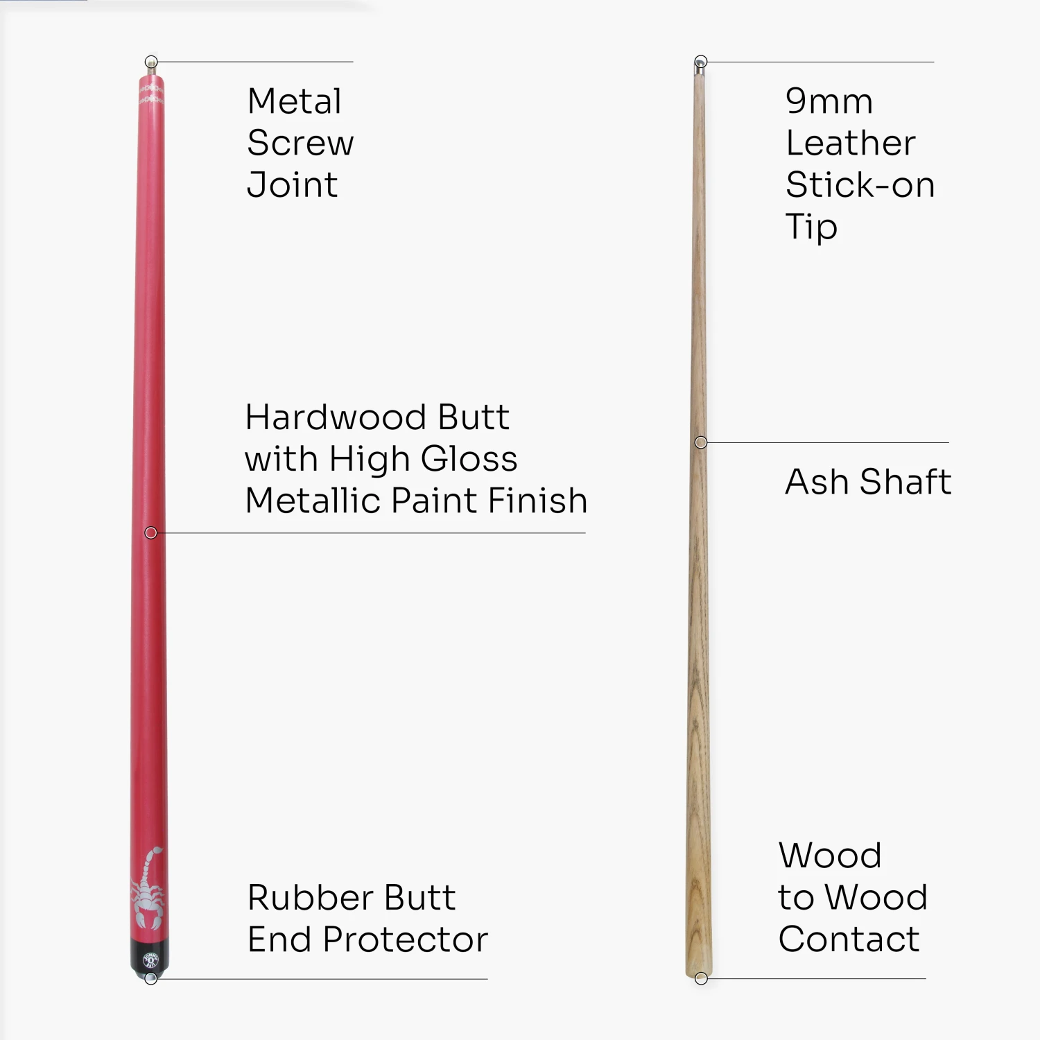 Jonny 8 Ball Jonny 8 Ball SCORPION 57 Inch 2 Piece Ash Snooker Pool Cue 9mm Tip 21 Jonny 8 Ball Jonny 8 Ball SCORPION 57 Inch 2 Piece Ash Snooker Pool Cue 9mm Tip - Image 19