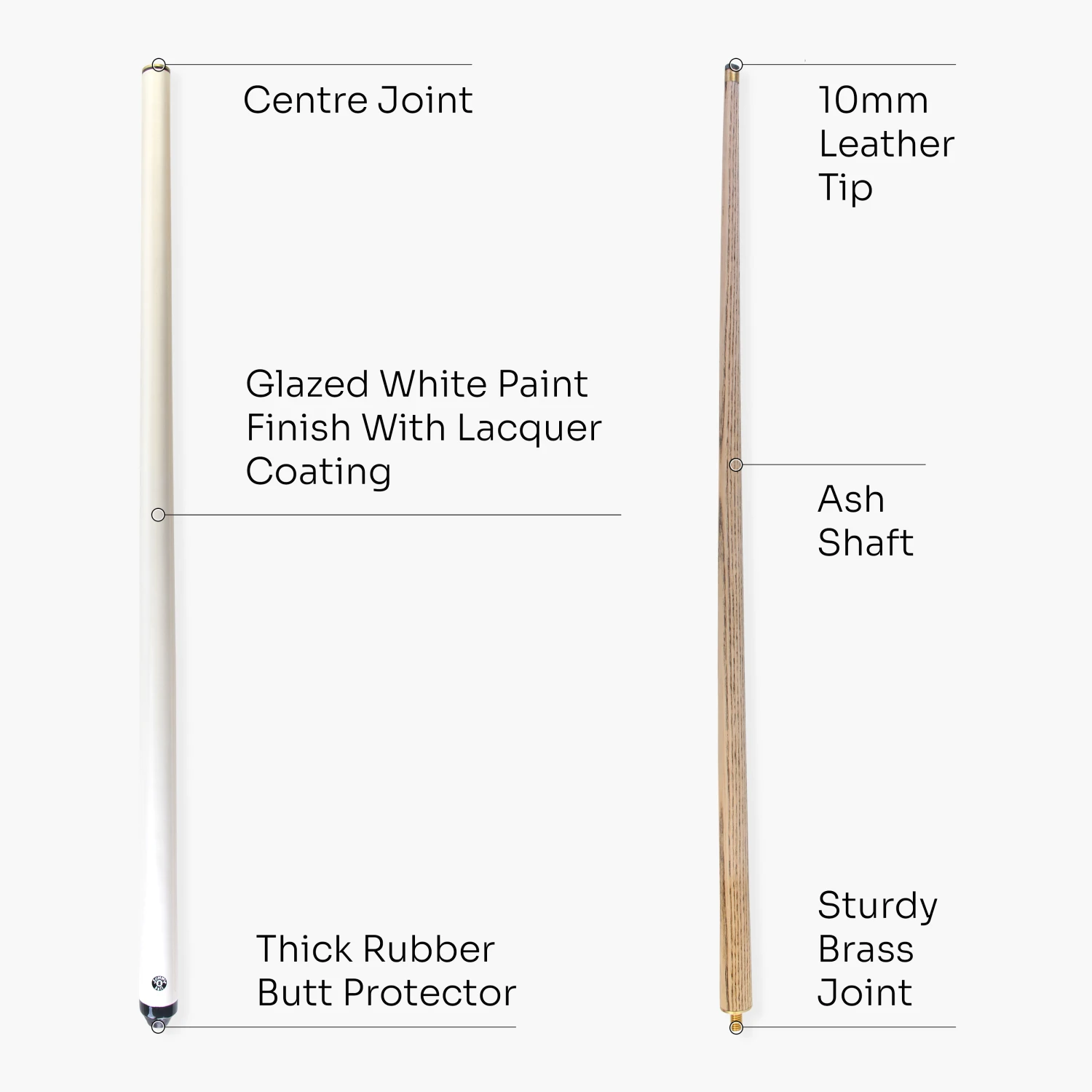 Jonny 8 Ball Jonny 8 Ball WHITE JET JUNIOR 36 Inch 2 Pc Ash Pool Snooker Cue - 10mm Tip 6 Jonny 8 Ball Jonny 8 Ball WHITE JET JUNIOR 36 Inch 2 Pc Ash Pool Snooker Cue - 10mm Tip - Image 4