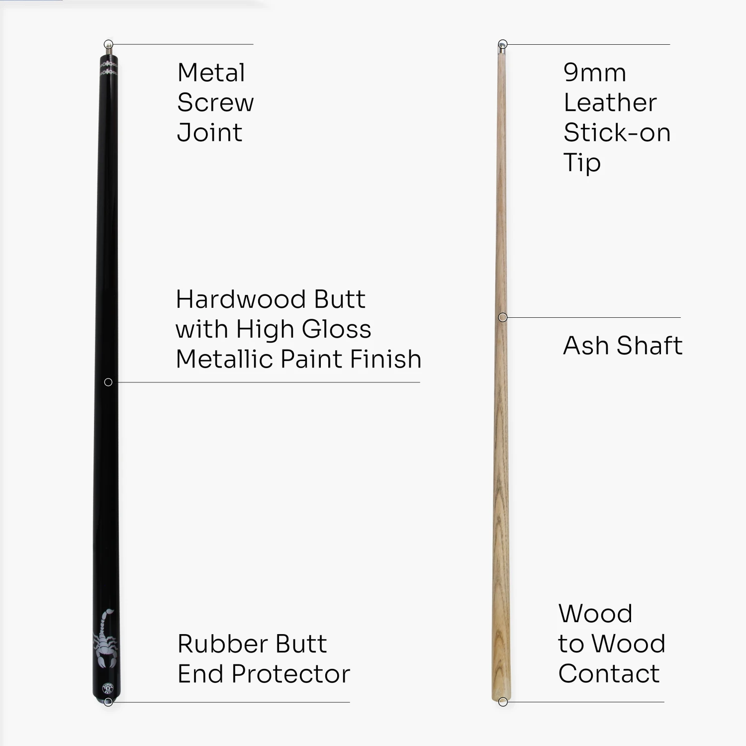 Jonny 8 Ball Jonny 8 Ball SCORPION 57 Inch 2 Piece Ash Snooker Pool Cue 9mm Tip 11 Jonny 8 Ball Jonny 8 Ball SCORPION 57 Inch 2 Piece Ash Snooker Pool Cue 9mm Tip - Image 9