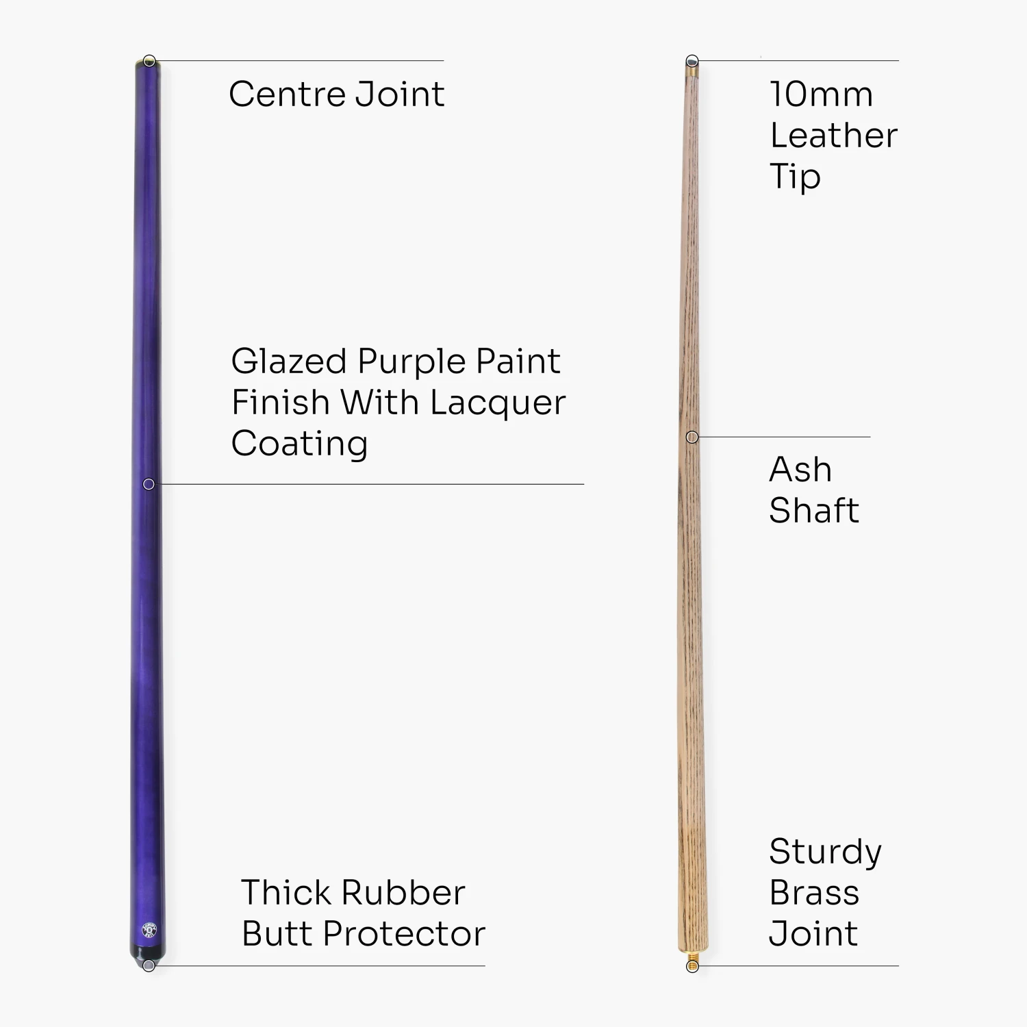 Jonny 8 Ball Jonny 8 Ball 42 Inch PURPLE JET JUNIOR 2pc ASH Snooker Pool Cue - 10mm Tip 6 Jonny 8 Ball Jonny 8 Ball 42 Inch PURPLE JET JUNIOR 2pc ASH Snooker Pool Cue - 10mm Tip - Image 4