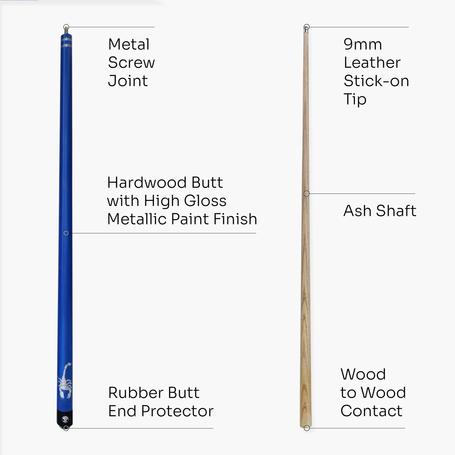 Jonny 8 Ball Jonny 8 Ball SCORPION 57 Inch 2 Piece Ash Snooker Pool Cue 9mm Tip 16 Jonny 8 Ball Jonny 8 Ball SCORPION 57 Inch 2 Piece Ash Snooker Pool Cue 9mm Tip - Image 14