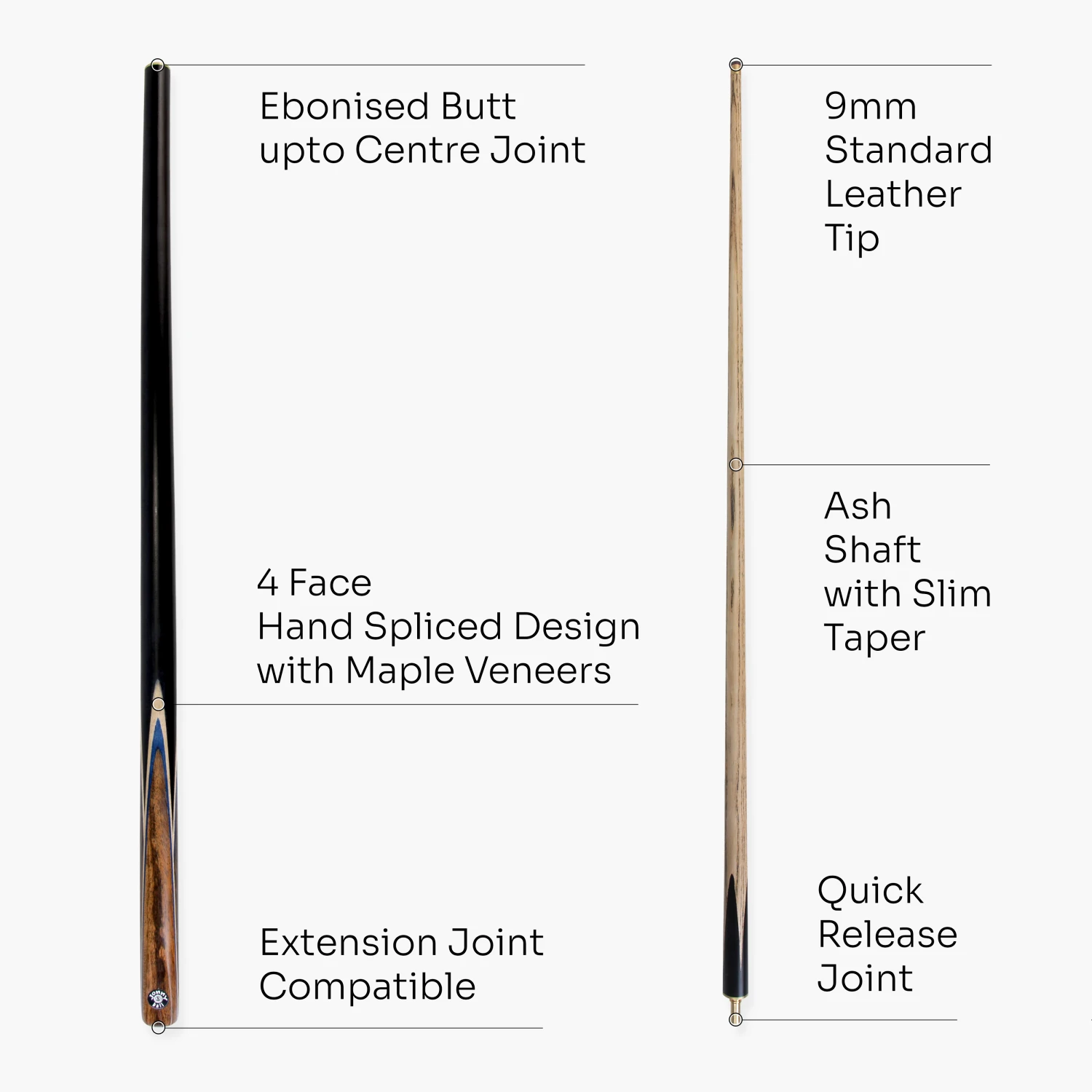 Jonny 8 Ball Jonny 8 Ball NEEDLE 57 Inch 2 Piece Centre Joint English Pool Cue 9mm Tip With Slim Tapered Ash Shaft 6 Jonny 8 Ball Jonny 8 Ball NEEDLE 57 Inch 2 Piece Centre Joint English Pool Cue 9mm Tip With Slim Tapered Ash Shaft - Image 4