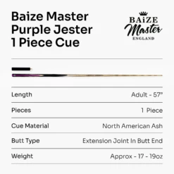 Baize Master Baize Master 1 Piece PURPLE JESTER 57 Inch Ash Snooker Pool Cue With 9.5mm Tip -Slok Billiards Equipment Store 5 6df58c44 20d8 4c36 986f 2c5adc377dea