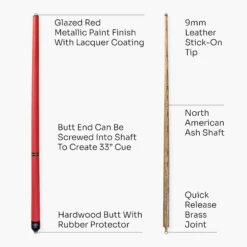 Jonny 8 Ball Jonny 8 Ball 48 Inch RED JUNIOR TRIAD 3 Section Pool Snooker Cue & SOFT CASE -Slok Billiards Equipment Store 5 752b9b21 332a 41f3 a724 e72b2ae55813