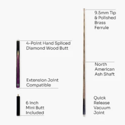 Baize Master Baize Master 3/4 PURPLE JESTER 57 Inch Ash Snooker Pool Cue With 9.5mm Tip -Slok Billiards Equipment Store 6 58d7ba0a c306 4f41 8cb6 95b1f6fa82a4