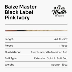 Baize Master BAIZE MASTER Black Label 58 Inch One Piece Hand Spliced Premium Ebony Butt Snooker Cue With 9.75mm Leather Tip -Slok Billiards Equipment Store 7 3f125136 dec4 443f a210 74498cda46b5