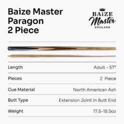 Cue + Case Baize Master Paragon 57 Inch 2 Piece Centre Joint Snooker Pool Cue 9.3mm Pro Leather Tip -Slok Billiards Equipment Store 7 41b3aabf 5931 4f17 96e3 098fd0734578