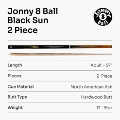 Jonny 8 Ball Jonny 8 Ball BLACK SUN 57 Inch 2 Piece Centre Joint Ash English Pool Cue With 8.5mm Tip -Slok Billiards Equipment Store 7 422d8f11 b4c3 4cf0 a8ad 95558f2c4742