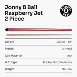 Jonny 8 Ball Jonny 8 Ball 36 Inch RASPBERRY JET Kids Junior Snooker Pool Cue 10mm Tip -Slok Billiards Equipment Store 7 4b9e13a2 0643 4692 b4ac 480b81796918