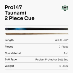 PRO147 PRO147 TSUNAMI 57 Inch 2 Piece Centre Joint Snooker Pool Cue 9.5mm Tip -Slok Billiards Equipment Store 7 58132420 fd37 4d0b 9881 7b0d6c26a570