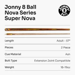 Jonny 8 Ball Jonny 8 Ball NOVA 57 Inch 2 Piece English Pool Cue 9mm Tip With Slim Tapered Ash Shaft -Slok Billiards Equipment Store 7 5c85dd5d 5279 42d7 945f 52b10efd6d3b