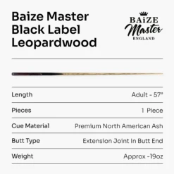 Baize Master Baize Master Black Label 57 Inch One Piece Hand Spliced Premium Ebony Butt English Pool Cue With 8mm Leather Tip -Slok Billiards Equipment Store 7 6df18410 4e8b 4761 bbed d1e0c8d6245e