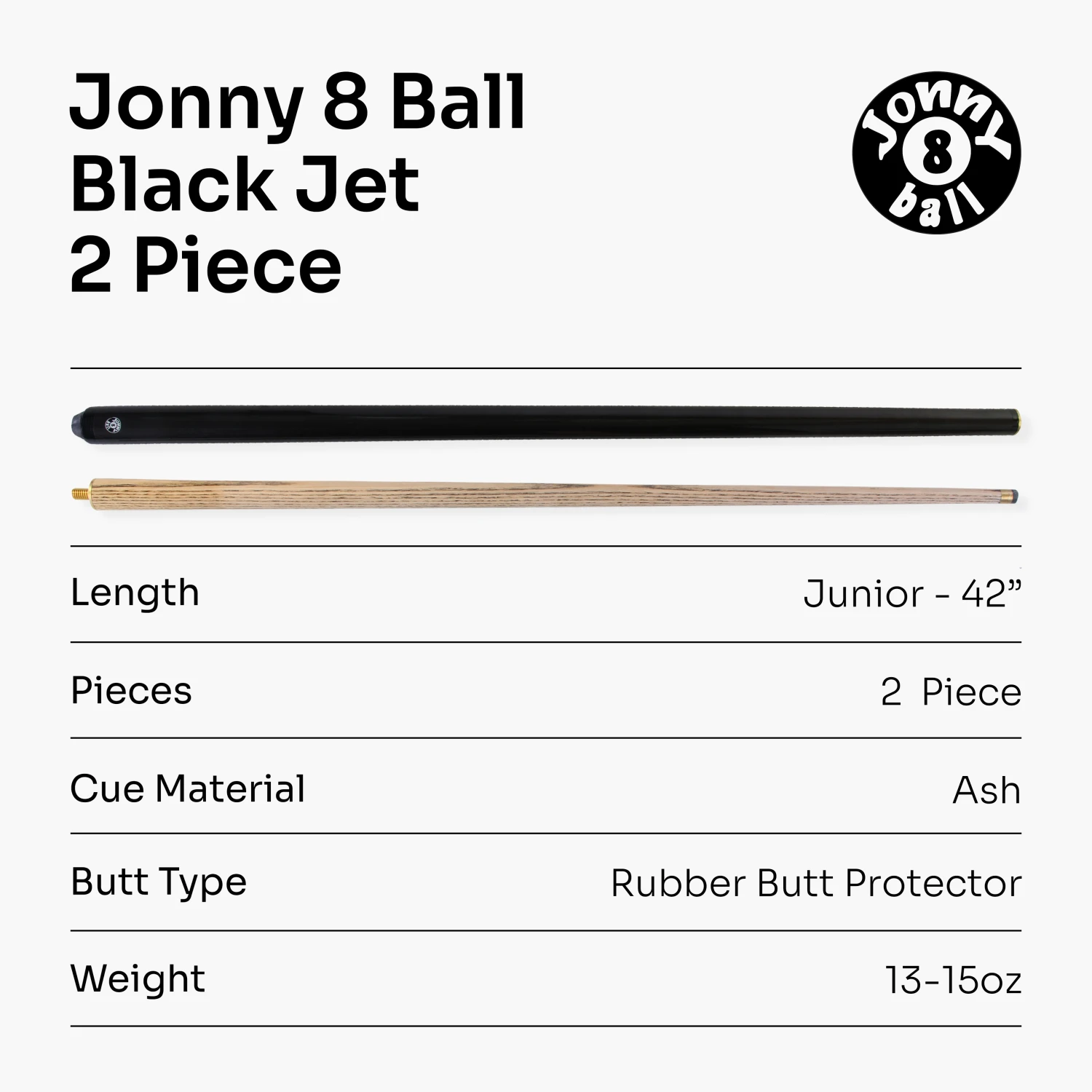 Jonny 8 Ball Jonny 8 Ball 42 Inch BLACK JET JUNIOR 2 Pc Ash Pool Snooker Cue - 10mm Tip 9 Jonny 8 Ball Jonny 8 Ball 42 Inch BLACK JET JUNIOR 2 Pc Ash Pool Snooker Cue - 10mm Tip - Image 7