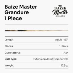 Baize Master Baize Master Limited Edition Grandure One Piece Hand Spliced Ultra-Premium English Pool Cue With Titanium Ferrule And Hand-Fitted Asia Cues Pro 8mm Tip – Handmade In Thailand By Asia Cues -Slok Billiards Equipment Store 7 d5ab597a e4dd 441f 9fc4 3a3008be5e04