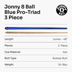 Jonny 8 Ball Jonny 8 Ball 48" BLUE PRO-TRIAD 3 Section Pool Cue - 8mm Elk Master Tip -Slok Billiards Equipment Store 8 36cd49a7 63be 4614 9119 db1db1c0b2e4