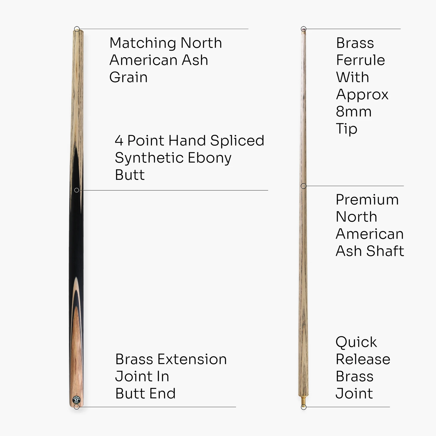 Cue + Case Jonny 8 Ball Challenger 57 Inch 2 Piece Centre Joint English Pool Cue With 8mm Pro Leather Tip 6 Cue + Case Jonny 8 Ball Challenger 57 Inch 2 Piece Centre Joint English Pool Cue With 8mm Pro Leather Tip - Image 4