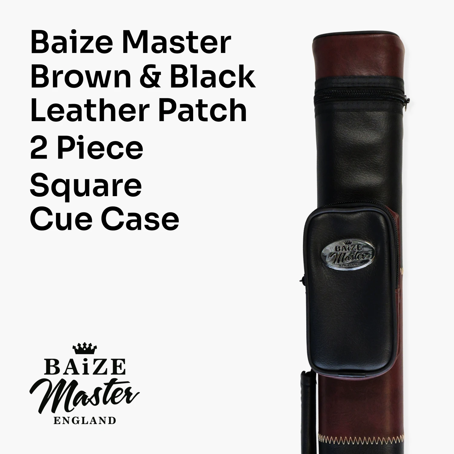 Baize Master Baize Master BROWN & BLACK Leather Patch Effect SQUARE Cue Case - Holds 2 Centre Jointed Cues 4 Baize Master Baize Master BROWN & BLACK Leather Patch Effect SQUARE Cue Case - Holds 2 Centre Jointed Cues - Image 2