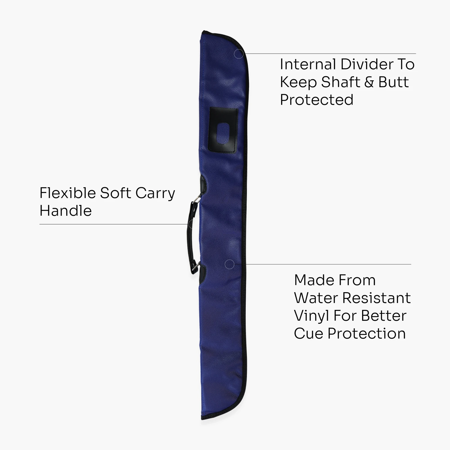 Cue & Case Quality Thick Padded Navy Vinyl 2pc Soft Cue Case 6 Cue & Case Quality Thick Padded Navy Vinyl 2pc Soft Cue Case - Image 4