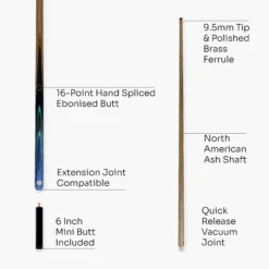 Baize Master Baize Master Blue Admiral 2 Piece Centre Joint Cue + 6" Mini-Butt Extension -Slok Billiards Equipment Store Artboard4 496e3f7d c17d 4b96 96df fd7f43f1915c