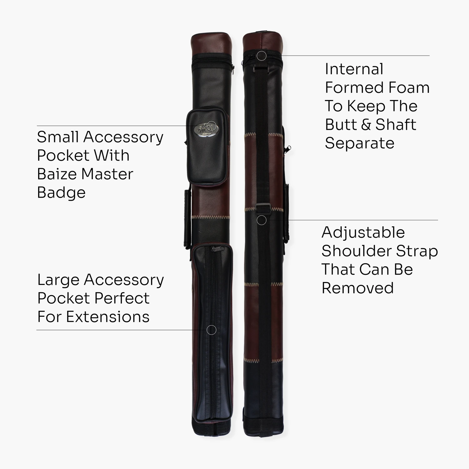 Baize Master Baize Master BROWN & BLACK Leather Patch Effect SQUARE Cue Case - Holds 2 Centre Jointed Cues 8 Baize Master Baize Master BROWN & BLACK Leather Patch Effect SQUARE Cue Case - Holds 2 Centre Jointed Cues - Image 6