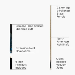 Baize Master Baize Master Gold Series Midnight Azure 58 Inch ¾ Joint Premium Ash Snooker Pool Cue 9.5mm Tip -Slok Billiards Equipment Store Artboard4 e0056637 91a3 4816 86e4 8b315fc6ef9f