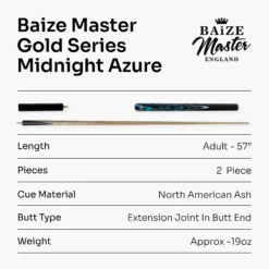 Baize Master Baize Master Gold Series Midnight Azure 58 Inch ¾ Joint Premium Ash Snooker Pool Cue 9.5mm Tip -Slok Billiards Equipment Store Artboard7 12443428 7cd8 4509 812e 6c744e6b7956