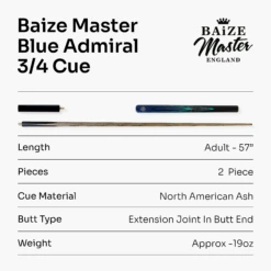Baize Master Baize Master Blue Admiral 3/4 Jointed Cue + 6" Mini-Butt Extension 17 Baize Master Baize Master Blue Admiral 3/4 Jointed Cue + 6" Mini-Butt Extension -Slok Billiards Equipment Store Artboard7 d89981a3 217f 46f8 90c6 34e64df8a17b