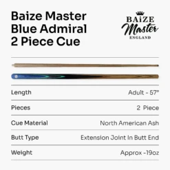Baize Master Baize Master Blue Admiral 2 Piece Centre Joint Cue + 6" Mini-Butt Extension -Slok Billiards Equipment Store Artboard7 f2521db0 8ff3 4123 a35b d5775fa706d5