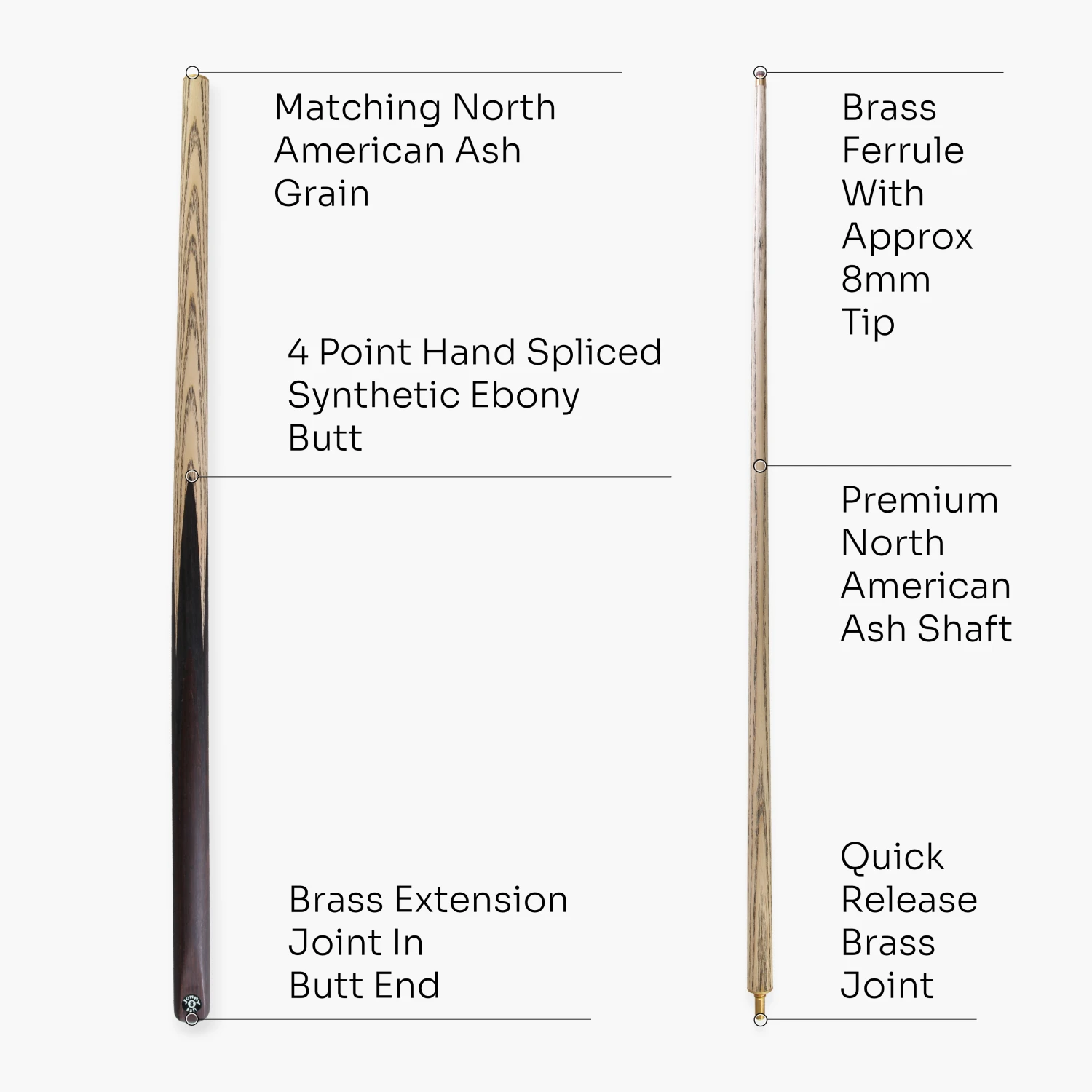 Cue + Case Jonny 8 Ball Challenger 57 Inch 2 Piece Centre Joint English Pool Cue With 8mm Pro Leather Tip 20 Cue + Case Jonny 8 Ball Challenger 57 Inch 2 Piece Centre Joint English Pool Cue With 8mm Pro Leather Tip - Image 18