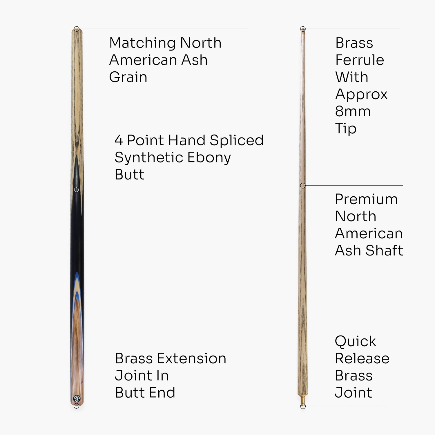 Cue + Case Jonny 8 Ball Challenger 57 Inch 2 Piece Centre Joint English Pool Cue With 8mm Pro Leather Tip 13 Cue + Case Jonny 8 Ball Challenger 57 Inch 2 Piece Centre Joint English Pool Cue With 8mm Pro Leather Tip - Image 11