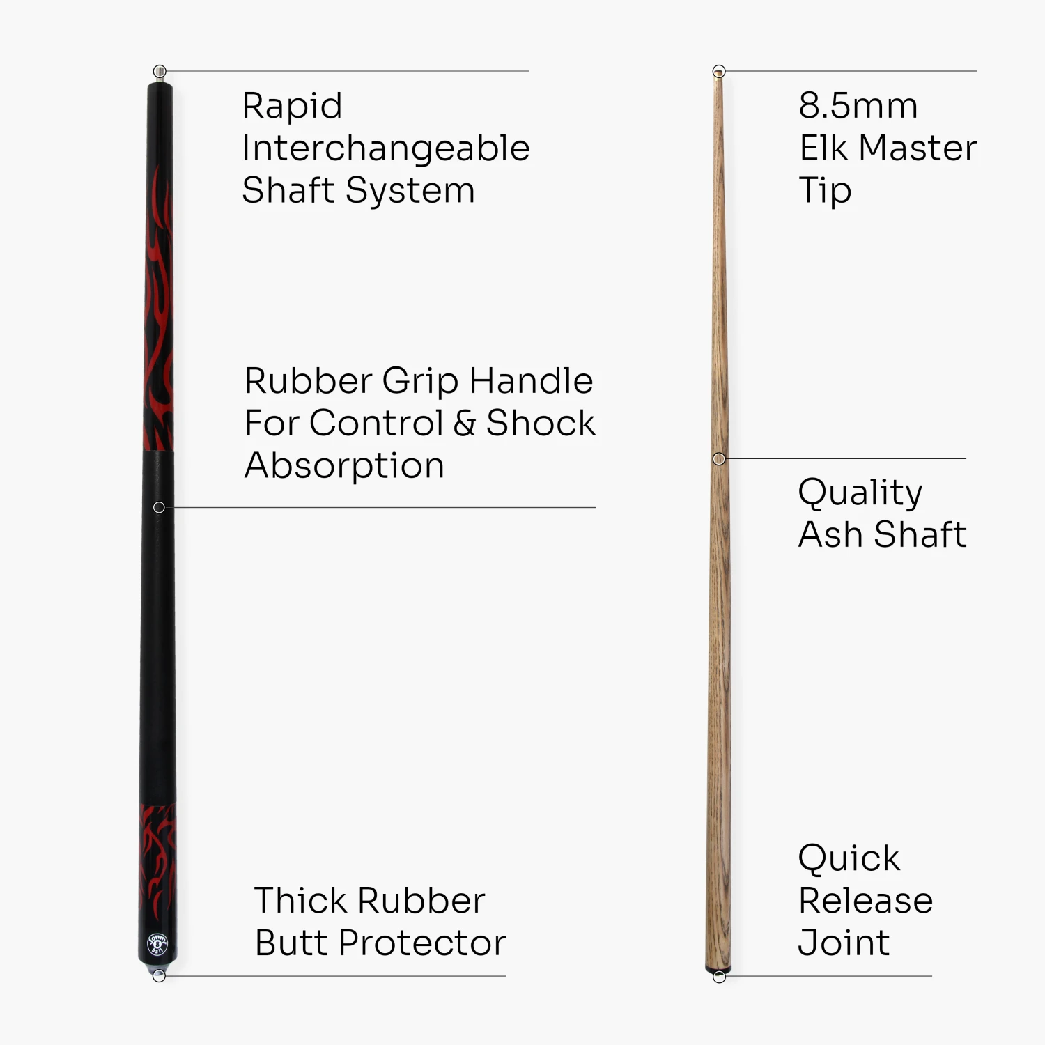 Jonny 8 Ball Jonny 8 Ball 57 Inch 2 Piece RISS Pool Cue 8.5mm Elk Master Tip - Interchangeable Shaft 6 Jonny 8 Ball Jonny 8 Ball 57 Inch 2 Piece RISS Pool Cue 8.5mm Elk Master Tip - Interchangeable Shaft - Image 4